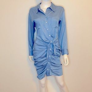 Veronica Beard Ruched Chambray Dress/Pearl Snaps; Size 10/ fits as a 6/8.